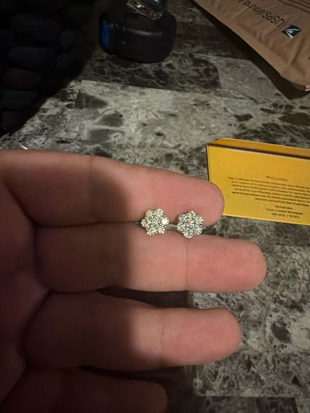 GRA&Gems Moissanite Flower Cluster Stud Earrings